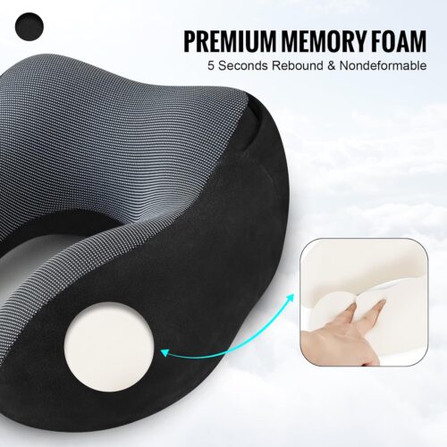 Airplane Travel Foldable Neck Support Pillow with Hood