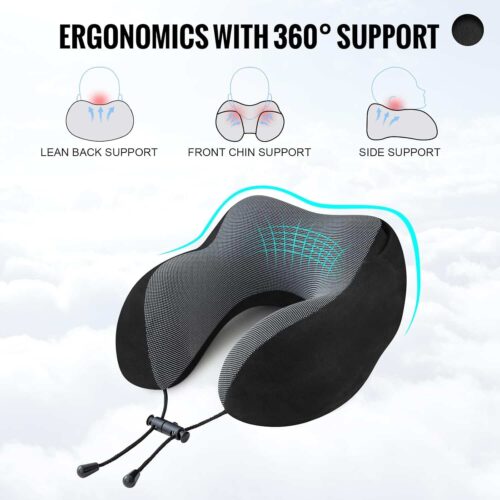 Airplane Travel Foldable Neck Support Pillow with Hood