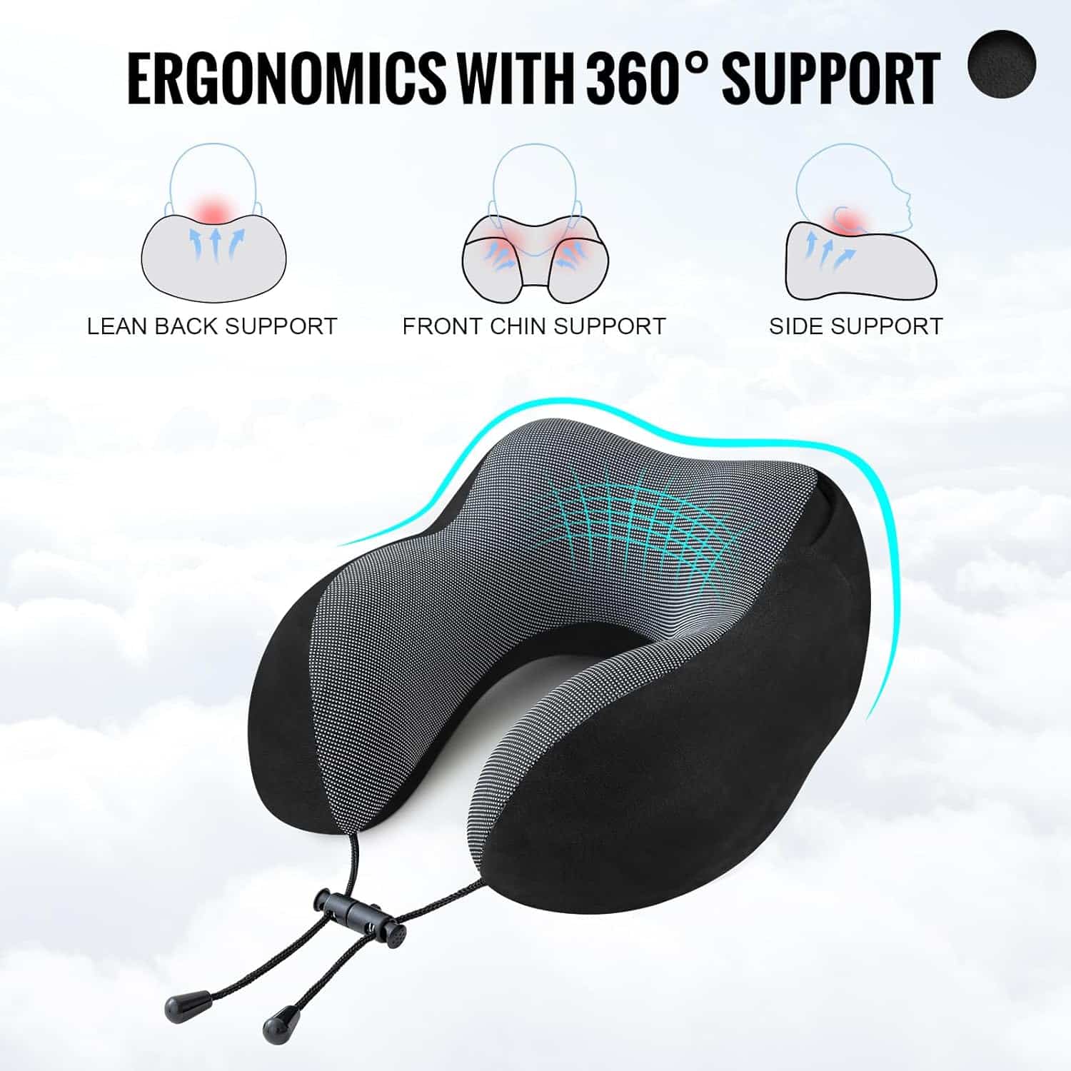Airplane Travel Foldable Neck Support Pillow with Hood