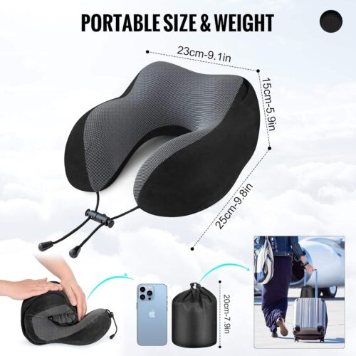 Airplane Travel Foldable Neck Support Pillow with Hood