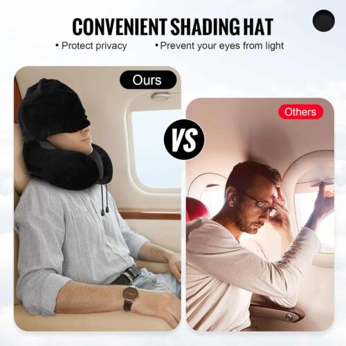 Airplane Travel Foldable Neck Support Pillow with Hood