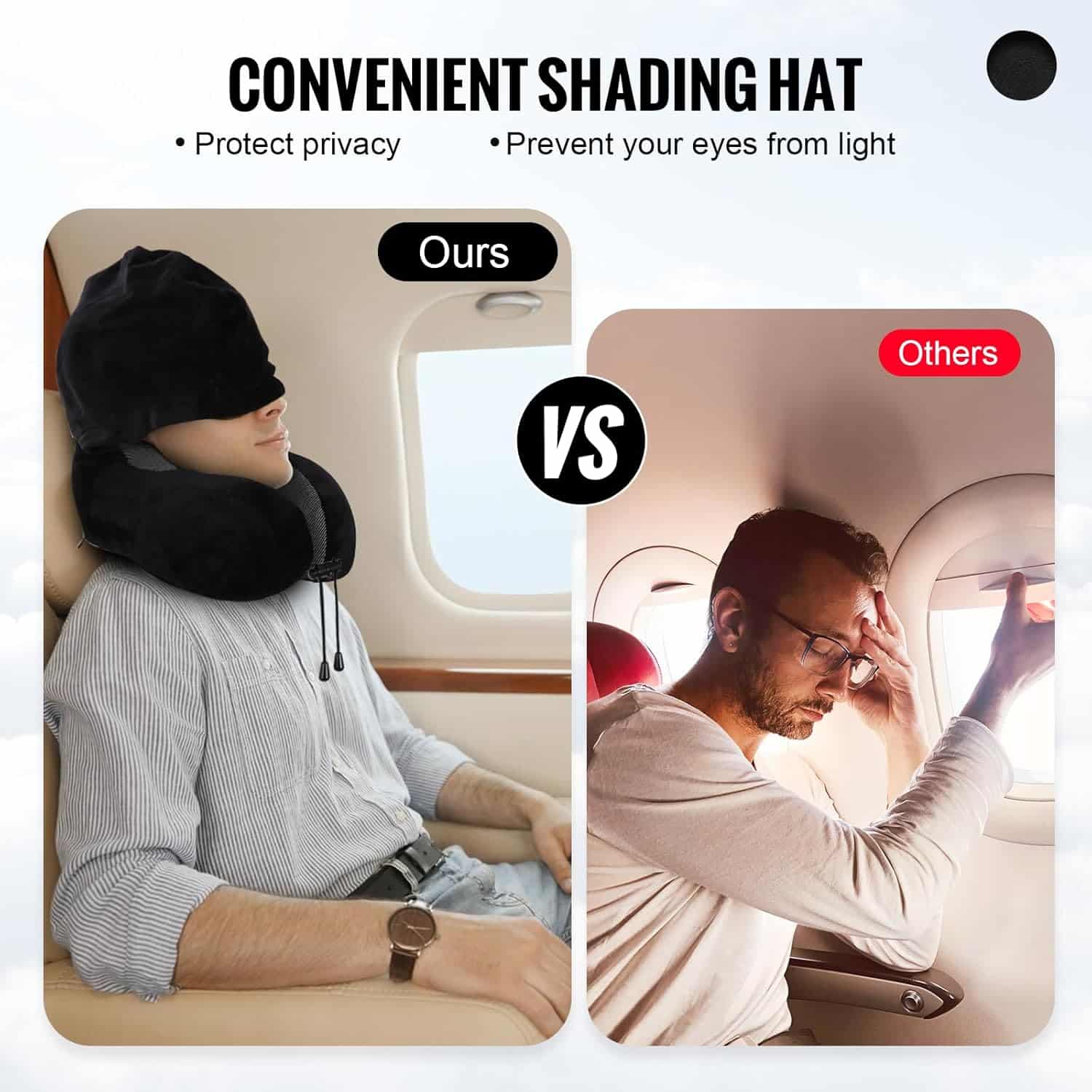 Airplane Travel Foldable Neck Support Pillow with Hood